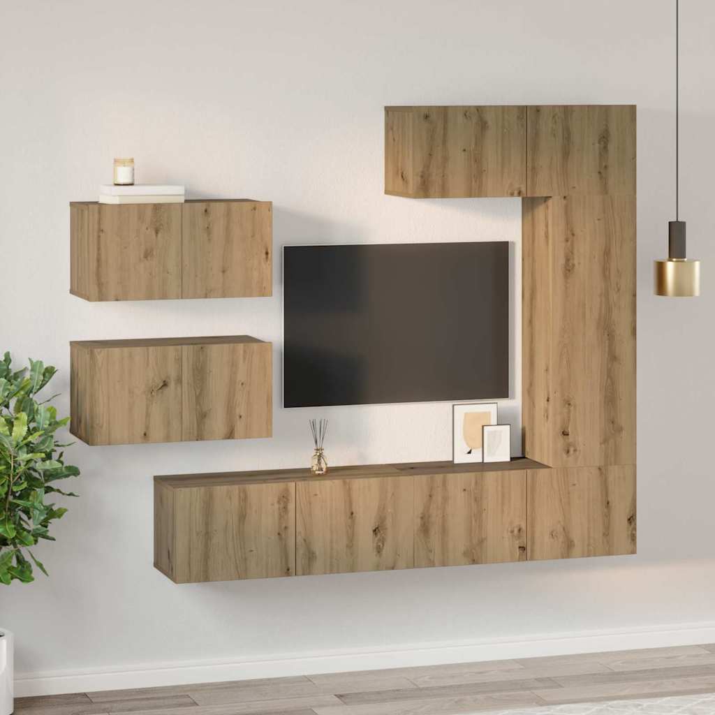 Ensemble meuble TV 6 pcs Chêne artisanal Bois d'ingénierie - XIOS