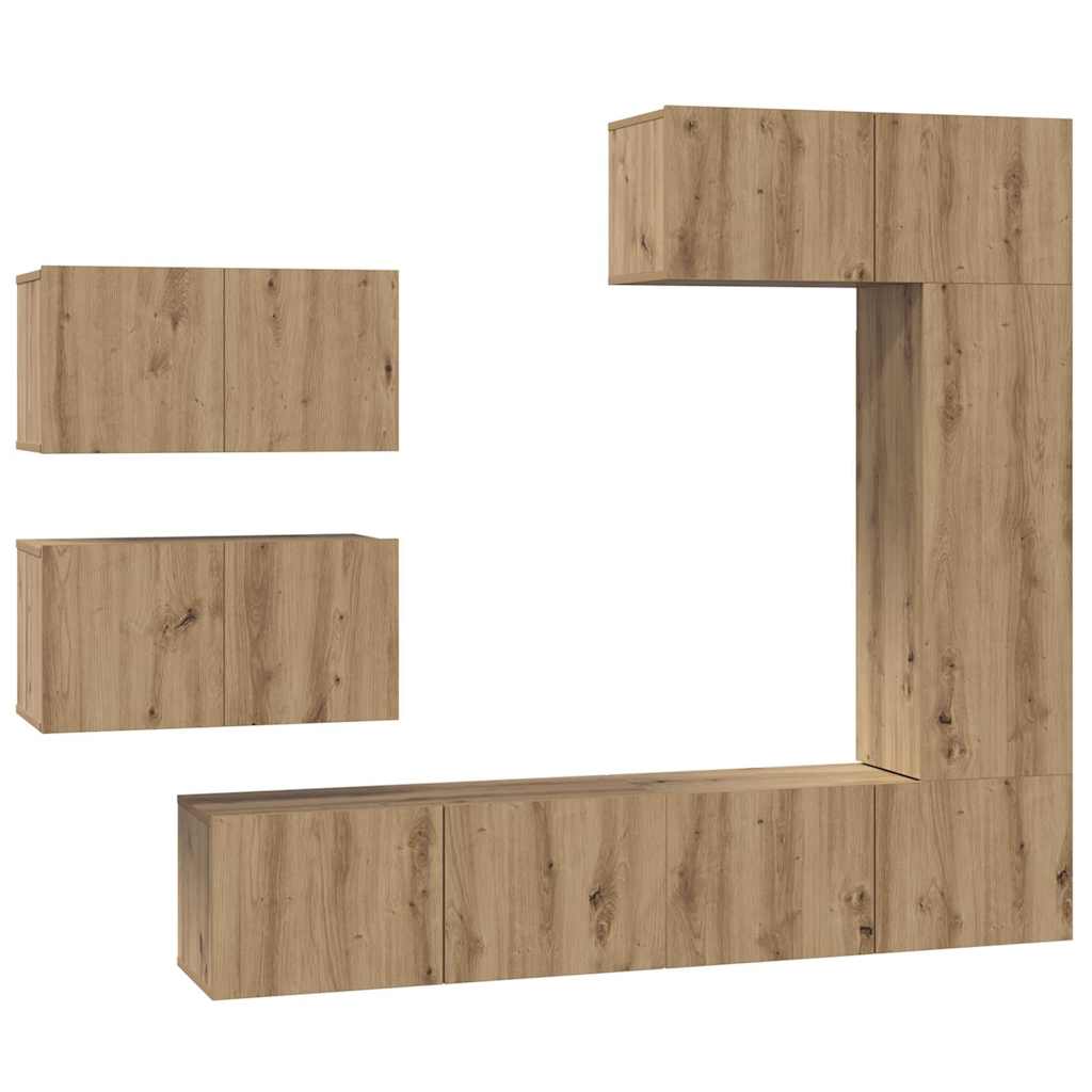 Ensemble meuble TV 6 pcs Chêne artisanal Bois d'ingénierie - XIOS