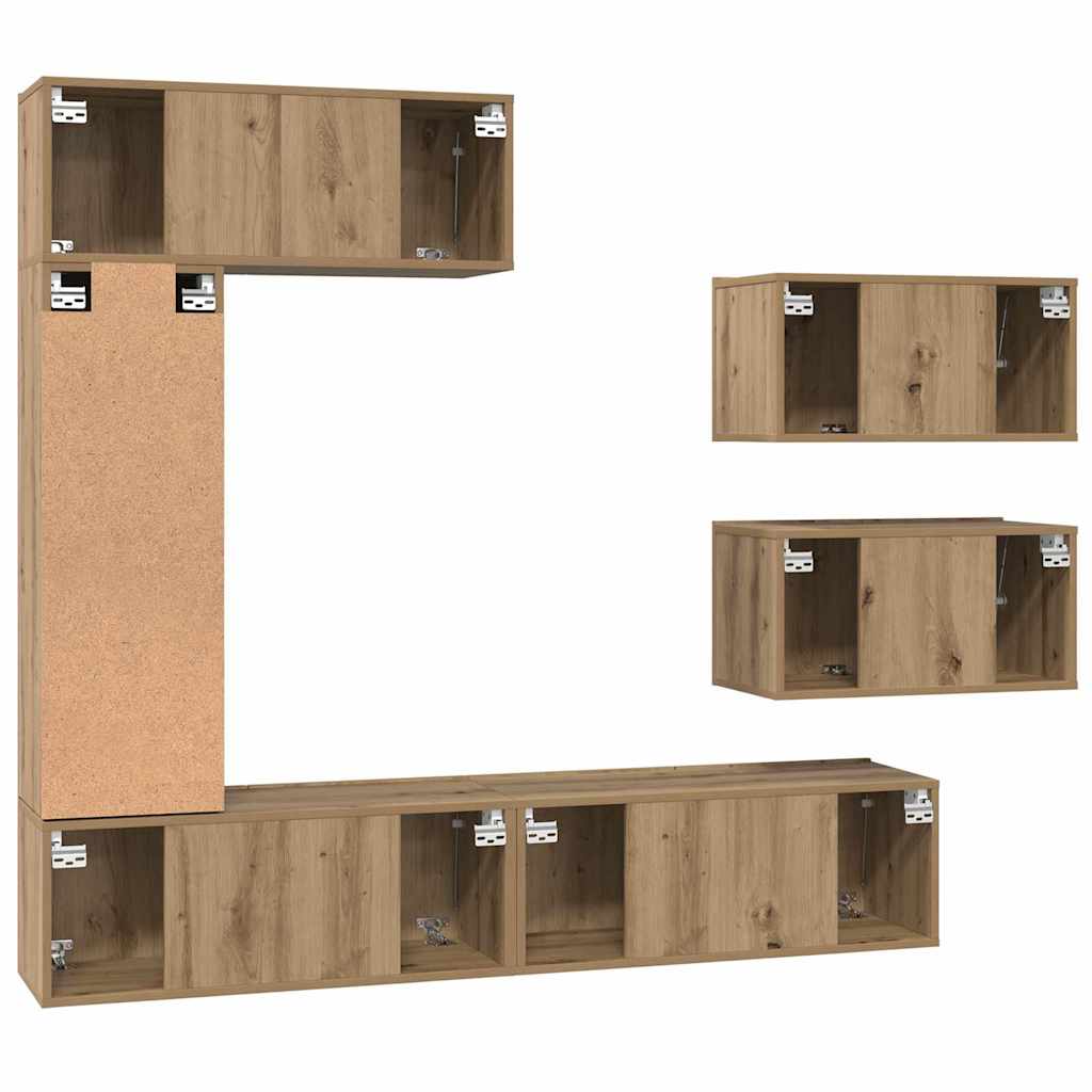 Ensemble meuble TV 6 pcs Chêne artisanal Bois d'ingénierie - XIOS