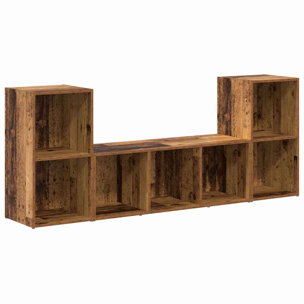 Meuble TV 3 pcs Marron 107 x 35 x 37 cm Bois d'ingénierie - XIOS