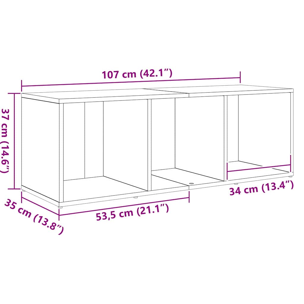 Meuble TV 3 pcs Noir 107 x 35 x 37 cm Bois d'ingénierie - XIOS