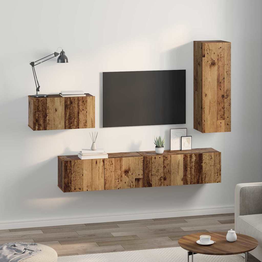Ensemble meuble TV 4 pcs Bois ancien 30,5 x 30 x 90 cm - XIOS
