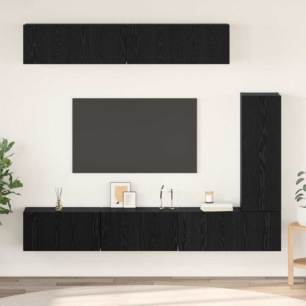 Ensemble meuble TV 6 pcs Chêne noir Bois d'ingénierie - XIOS