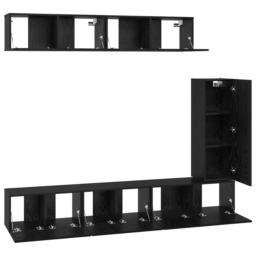 Ensemble meuble TV 6 pcs Chêne noir Bois d'ingénierie - XIOS