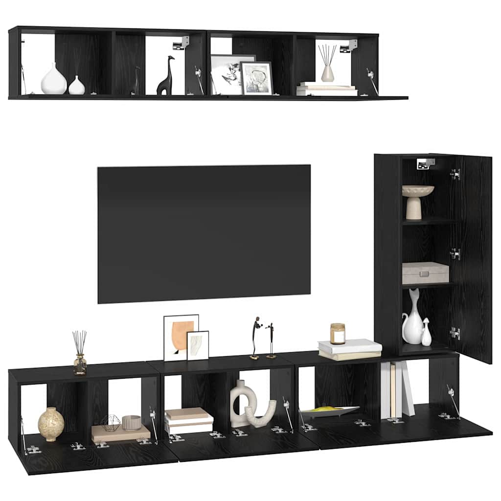 Ensemble meuble TV 6 pcs Chêne noir Bois d'ingénierie - XIOS