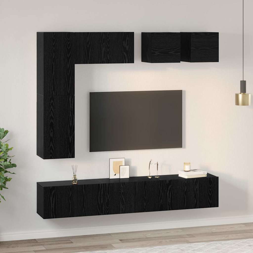 Ensemble meuble TV 8 pcs Chêne noir Bois d'ingénierie - XIOS