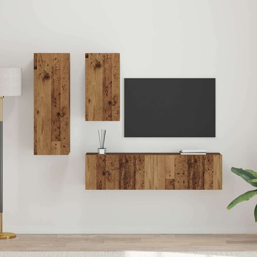 Ensemble meuble TV 4 pcs Bois ancien 30,5 x 30 x 90 cm - XIOS