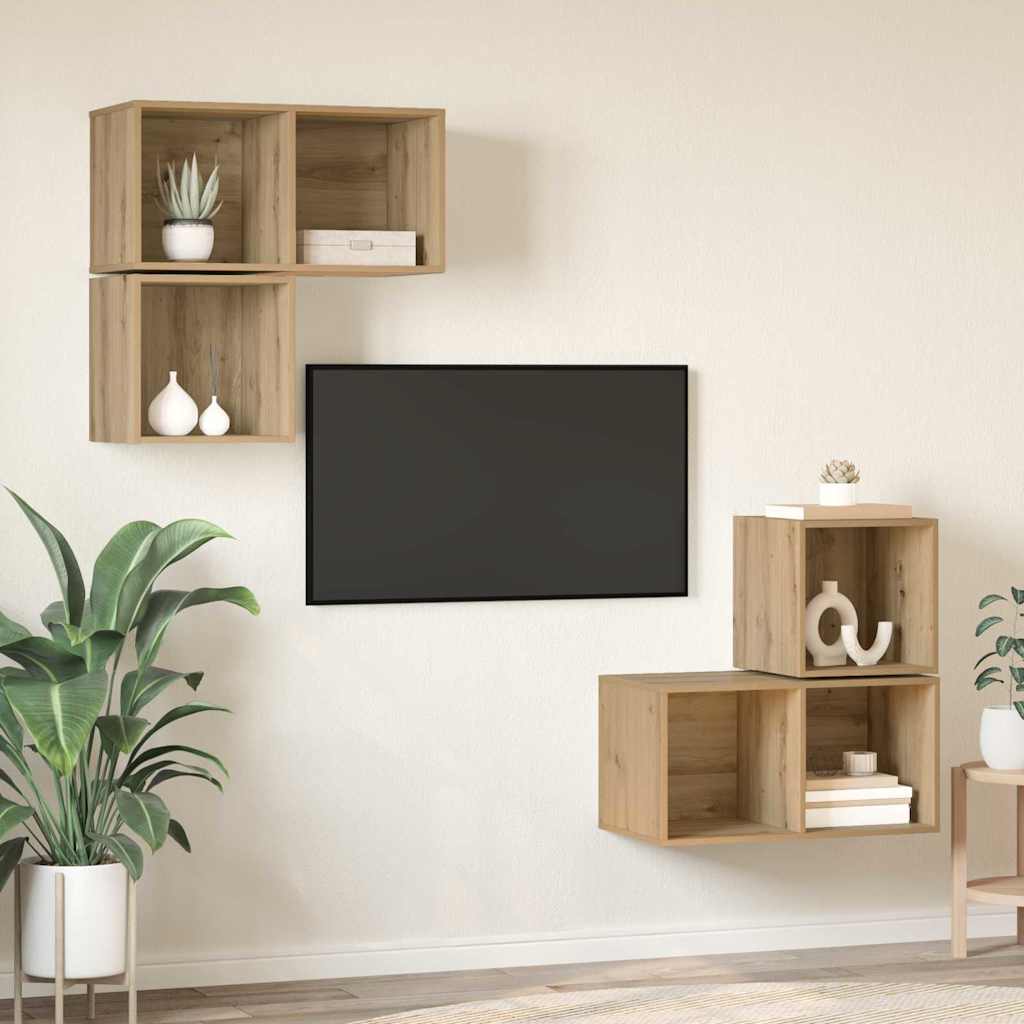 Ensemble meuble TV 4 pcs chêne artisanal 37 x 37 x 72 cm - XIOS