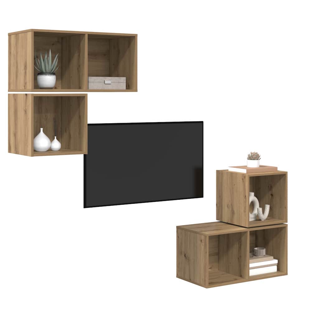 Ensemble meuble TV 4 pcs chêne artisanal 37 x 37 x 72 cm - XIOS