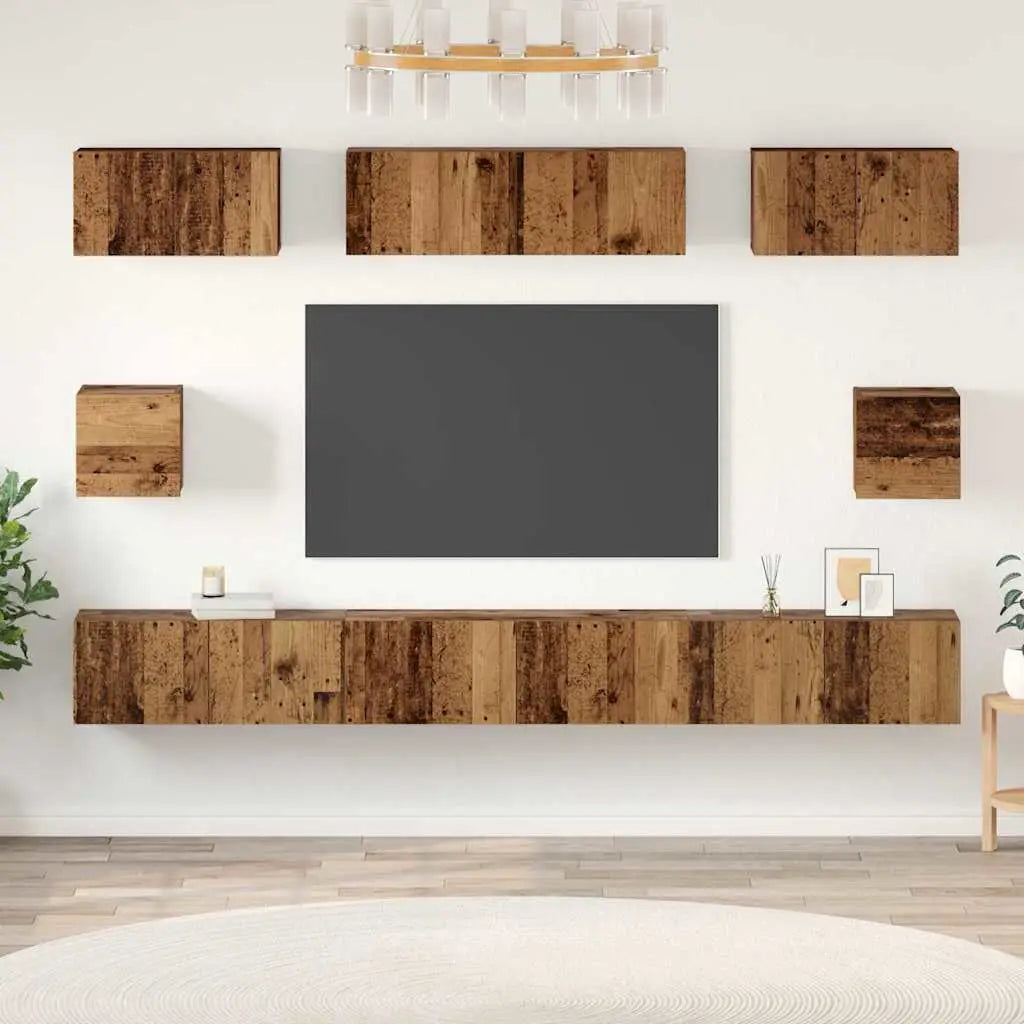 Ensemble meuble TV 8 pc Bois Ancien Bois d’ingénierie - XIOS