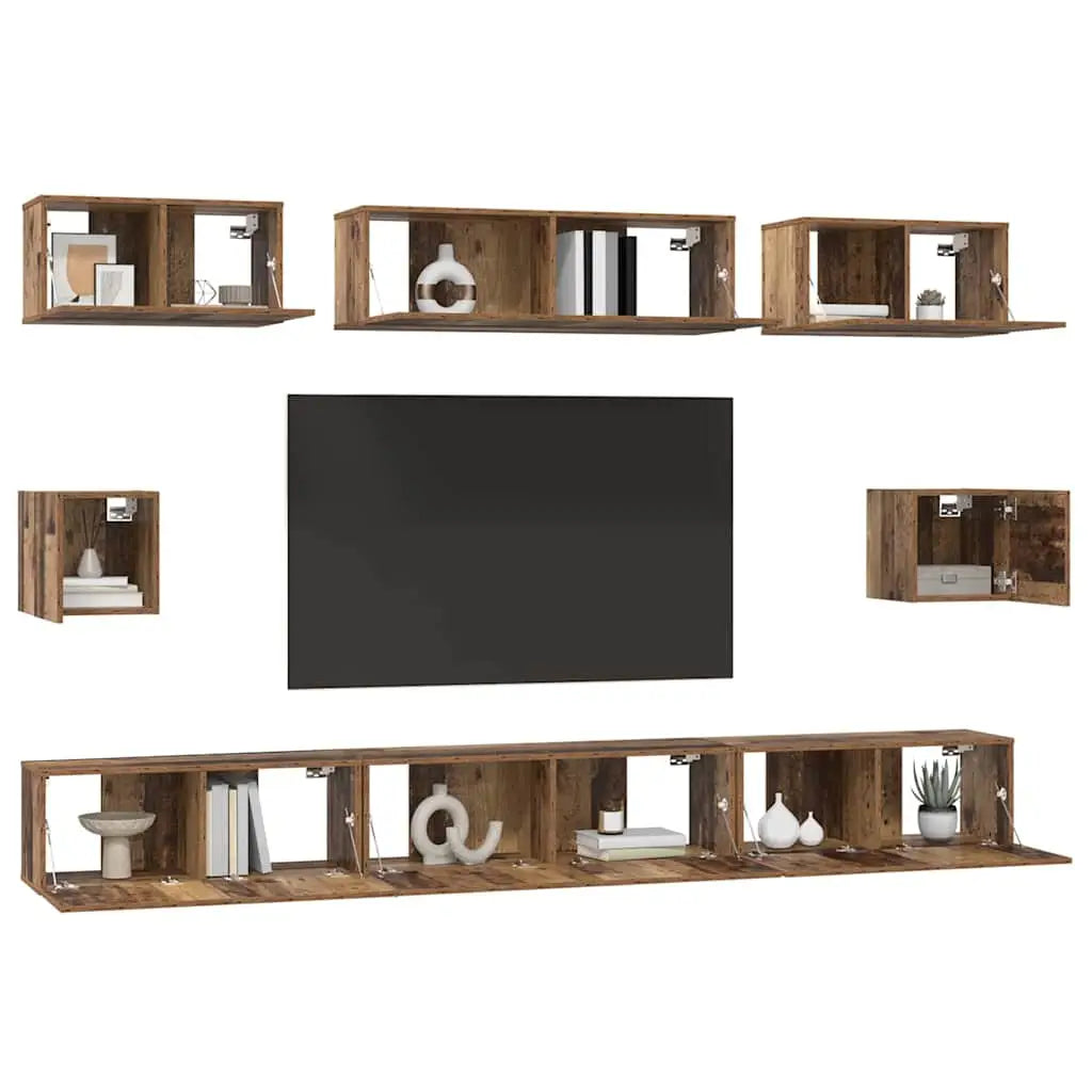 Ensemble meuble TV 8 pc Bois Ancien Bois d’ingénierie - XIOS