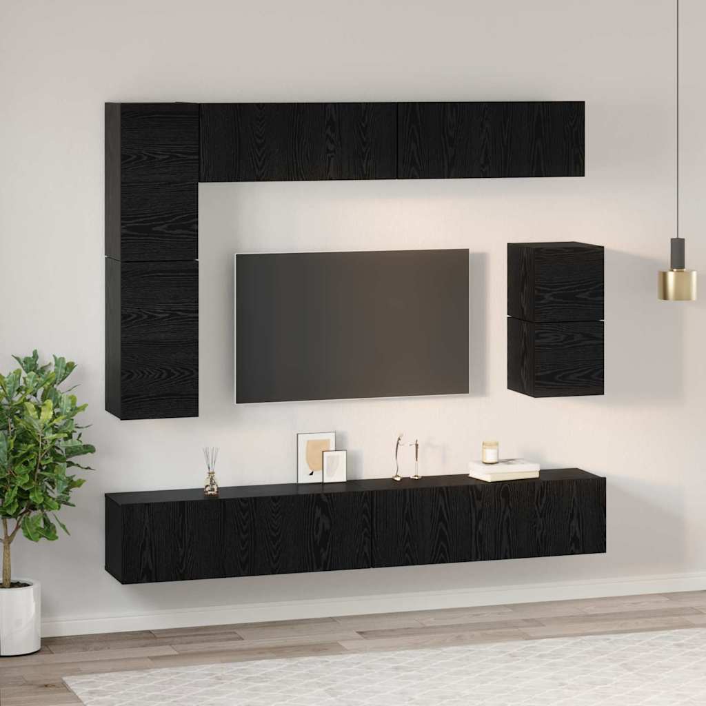 Ensemble meuble TV 8 pcs Chêne noir Bois d'ingénierie - XIOS