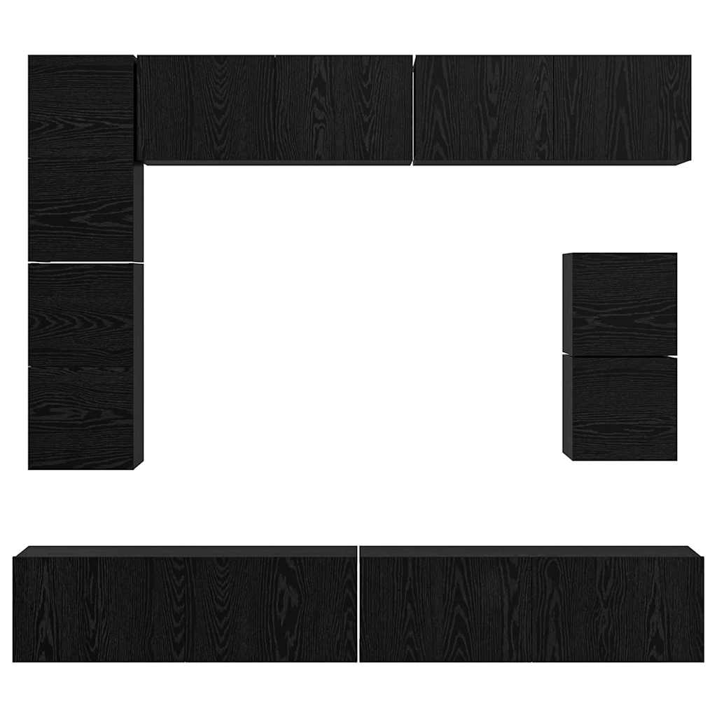 Ensemble meuble TV 8 pcs Chêne noir Bois d'ingénierie - XIOS
