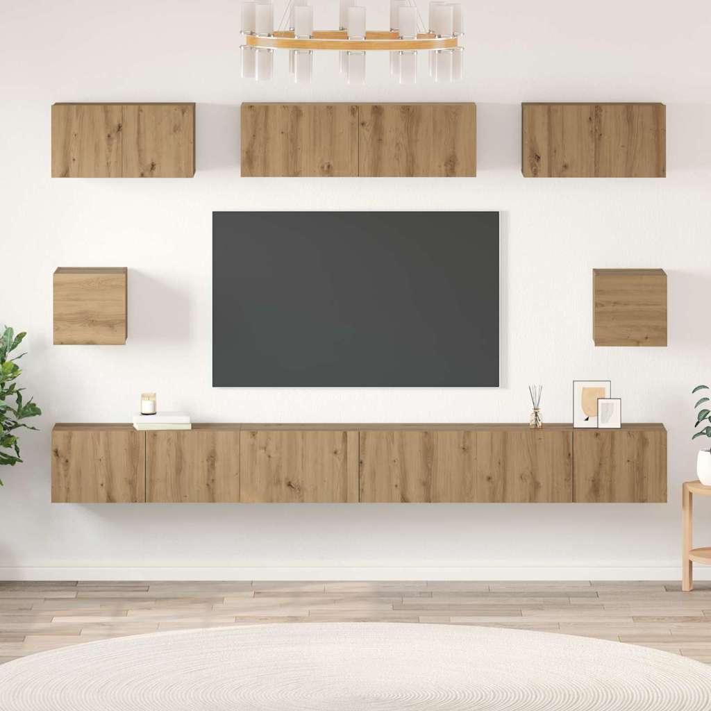Ensemble meuble TV 8 pcs Chêne artisanal Bois d'ingénierie - XIOS