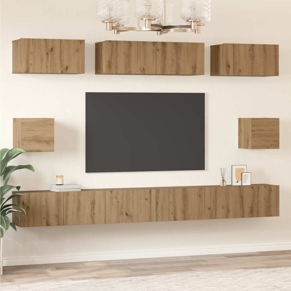 Ensemble meuble TV 8 pcs Chêne artisanal Bois d'ingénierie - XIOS