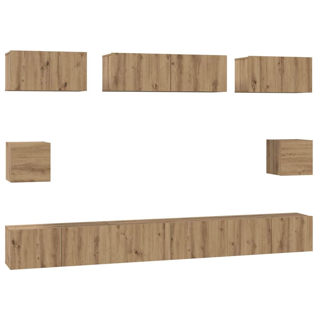 Ensemble meuble TV 8 pcs Chêne artisanal Bois d'ingénierie - XIOS