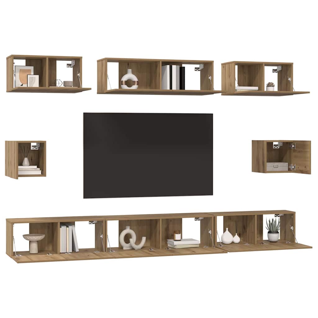 Ensemble meuble TV 8 pcs Chêne artisanal Bois d'ingénierie - XIOS