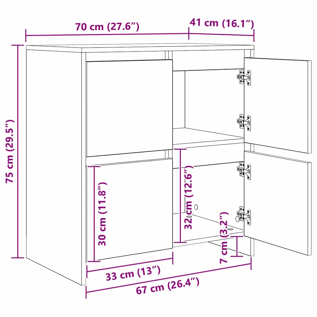 Buffets 2 pcs Bois ancien 70 x 41 x 75 cm Bois d'ingénierie - XIOS