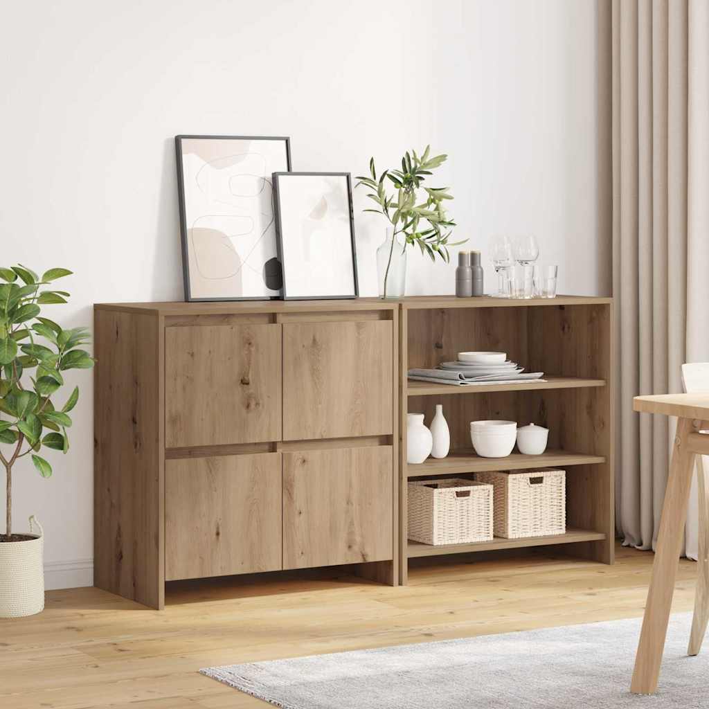 Buffets 2 pcs chêne artisanal 70 x 41 x 75 cm Bois d'ingénierie - XIOS