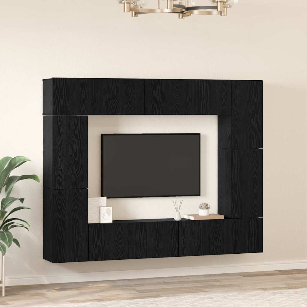 Ensemble meuble TV 8 pcs Chêne noir Bois d'ingénierie - XIOS