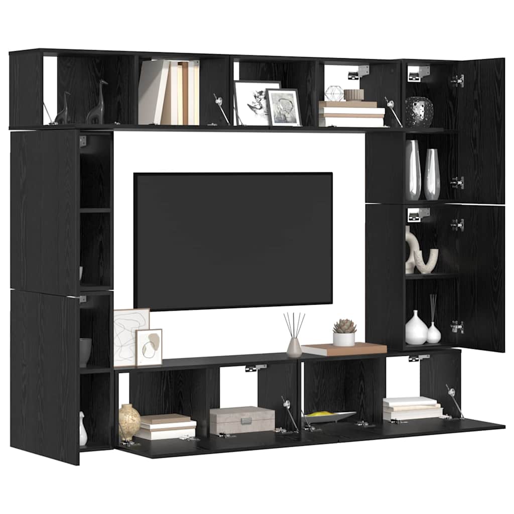 Ensemble meuble TV 8 pcs Chêne noir Bois d'ingénierie - XIOS