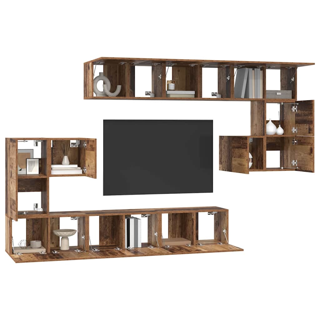 Ensemble meuble TV 10 pcs Bois ancien 60 x 30 x 30 cm - XIOS