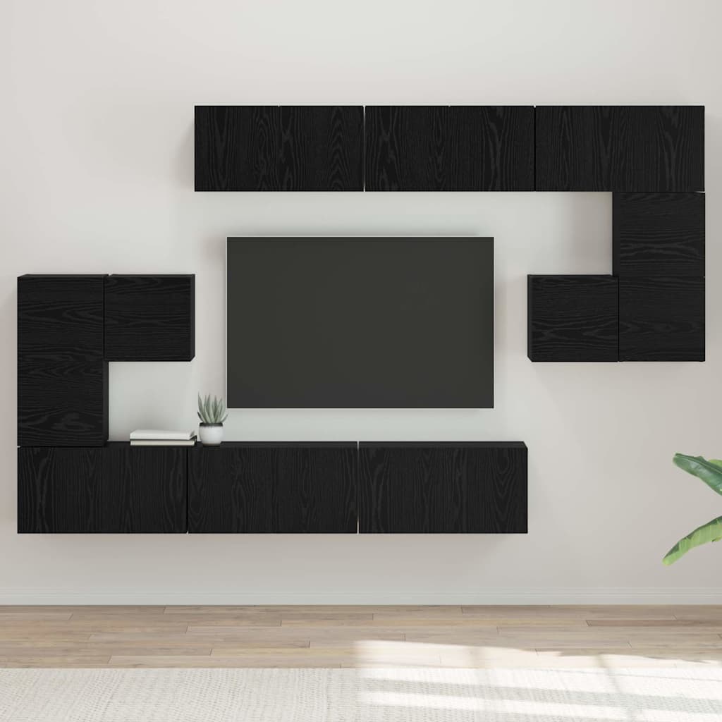 Ensemble meuble TV 10 pcs Chêne noir Bois d'ingénierie - XIOS