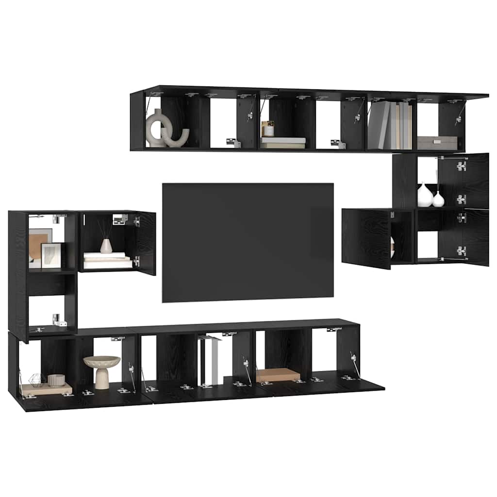 Ensemble meuble TV 10 pcs Chêne noir Bois d'ingénierie - XIOS