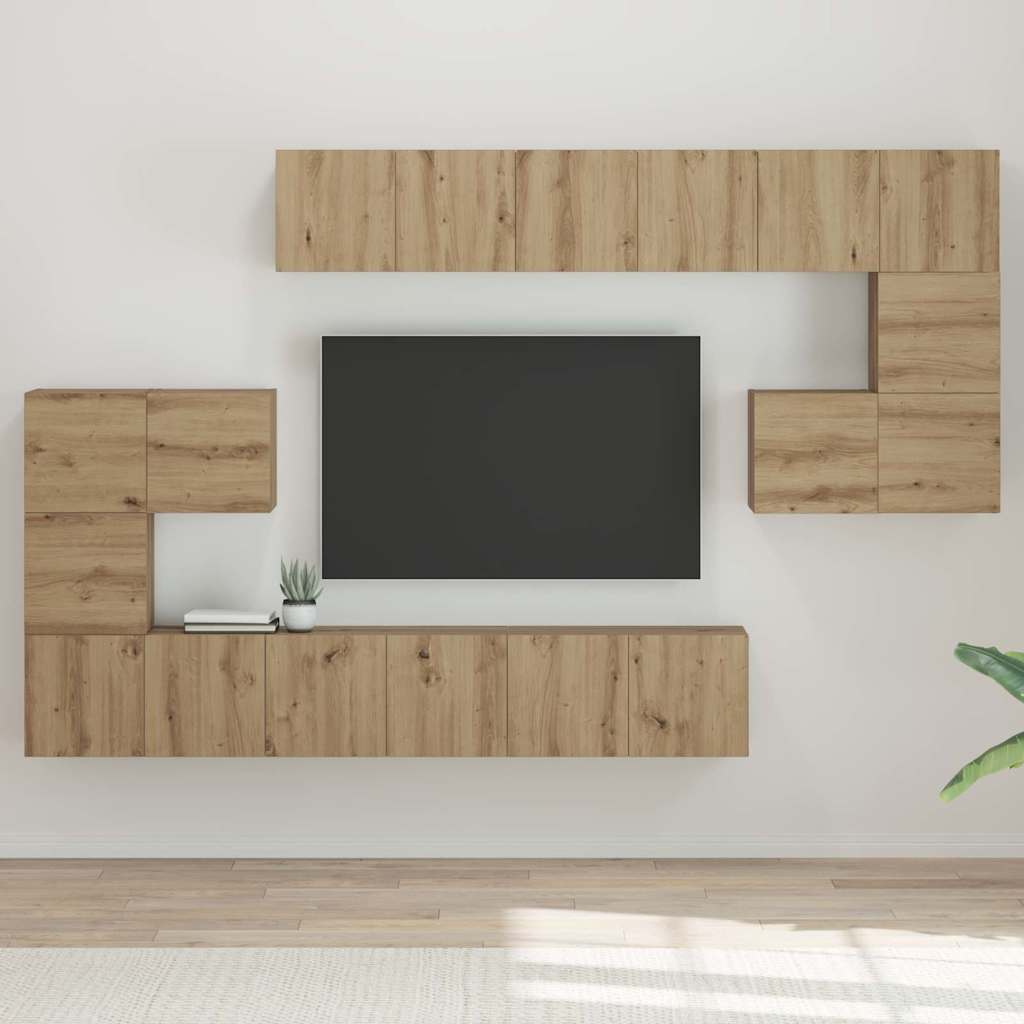 Ensemble meuble TV 10 pc Chêne artisanal Bois d'ingénierie