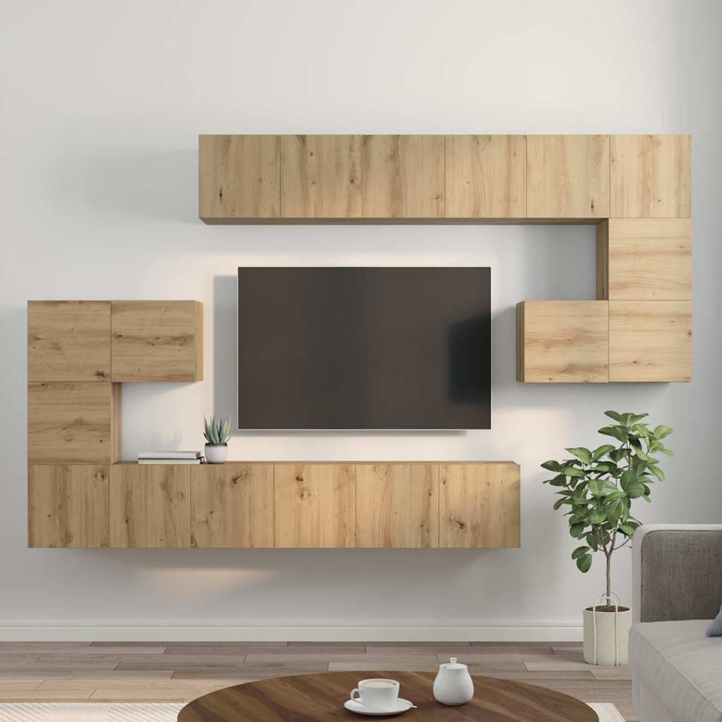 Ensemble meuble TV 10 pc Chêne artisanal Bois d'ingénierie