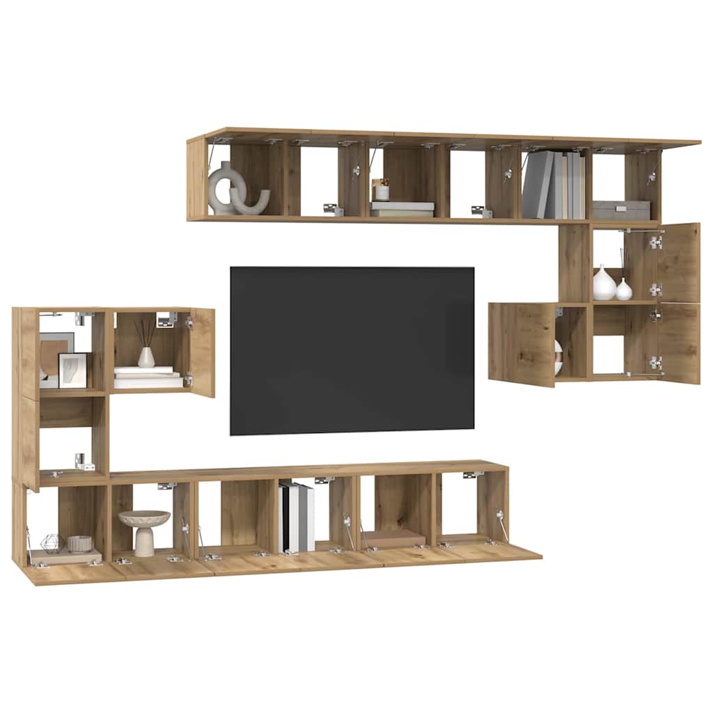 Ensemble meuble TV 10 pc Chêne artisanal Bois d'ingénierie