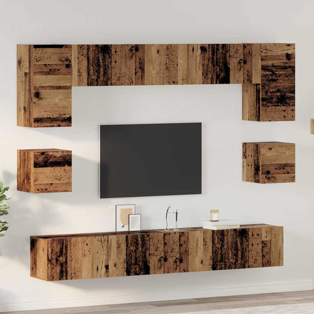 Ensemble meuble TV 8 pcs Bois Ancien Bois d'ingénierie - XIOS
