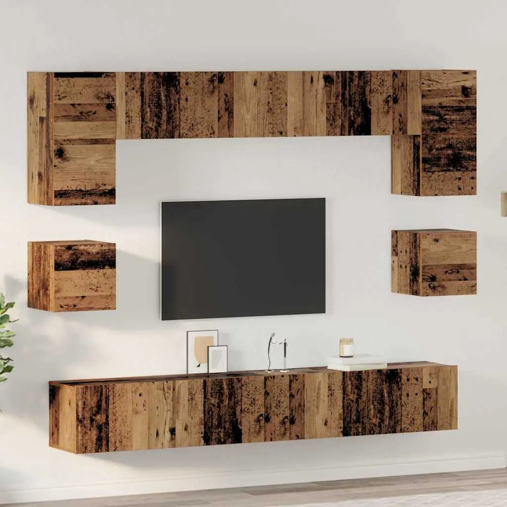Ensemble meuble TV 8 pc Bois Ancien Bois d’ingénierie - XIOS