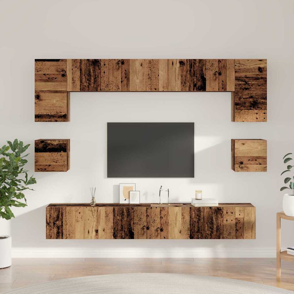 Ensemble meuble TV 8 pcs Bois Ancien Bois d'ingénierie - XIOS