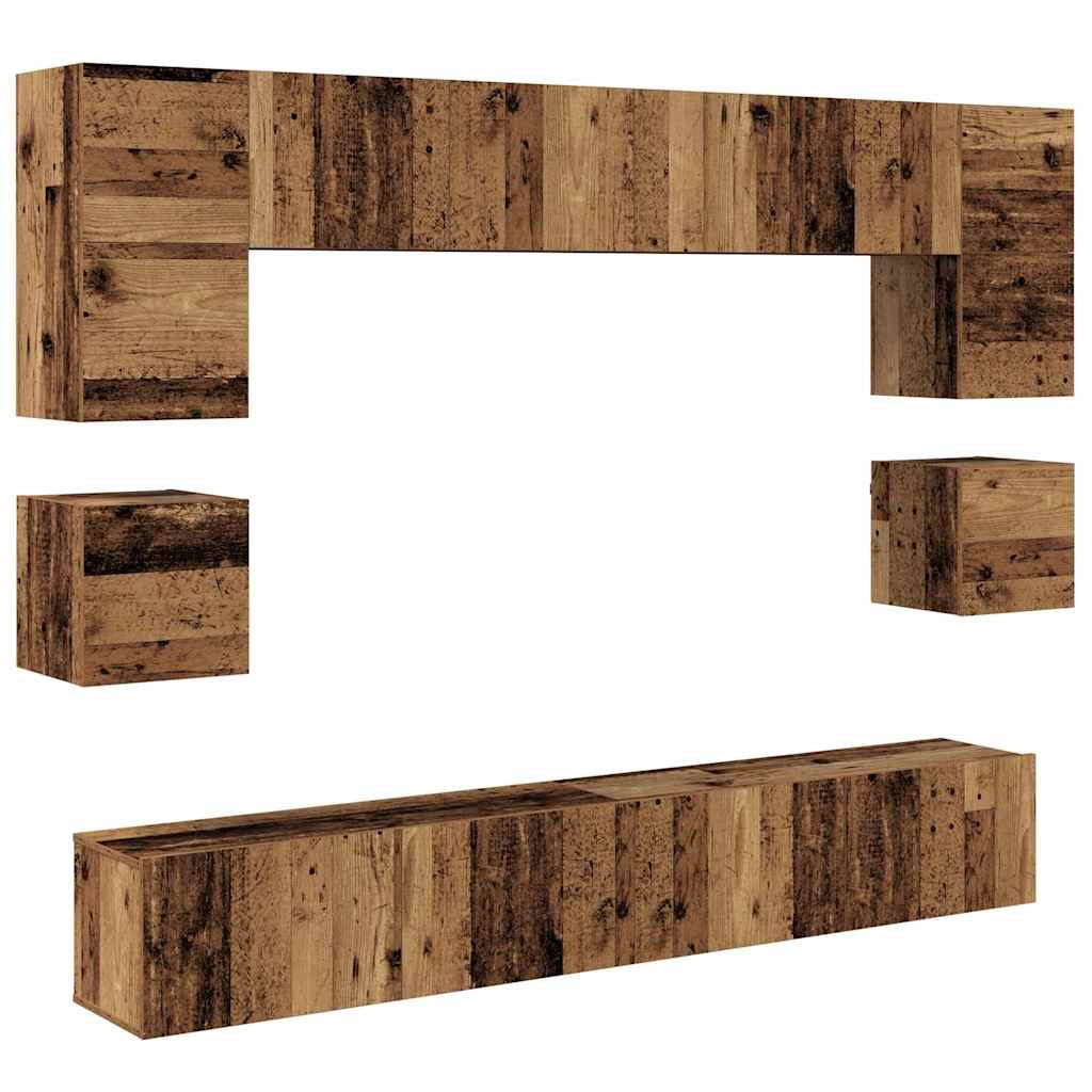Ensemble meuble TV 8 pcs Bois Ancien Bois d'ingénierie - XIOS