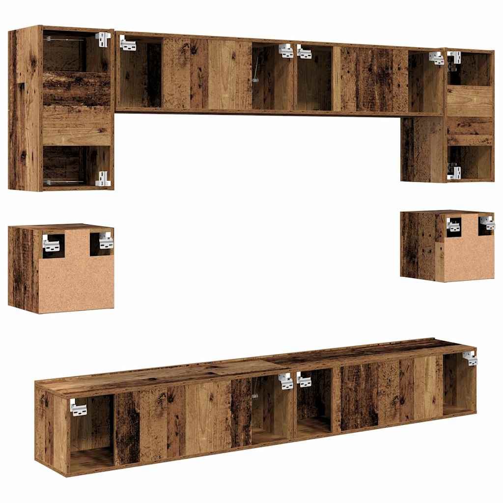 Ensemble meuble TV 8 pcs Bois Ancien Bois d'ingénierie - XIOS