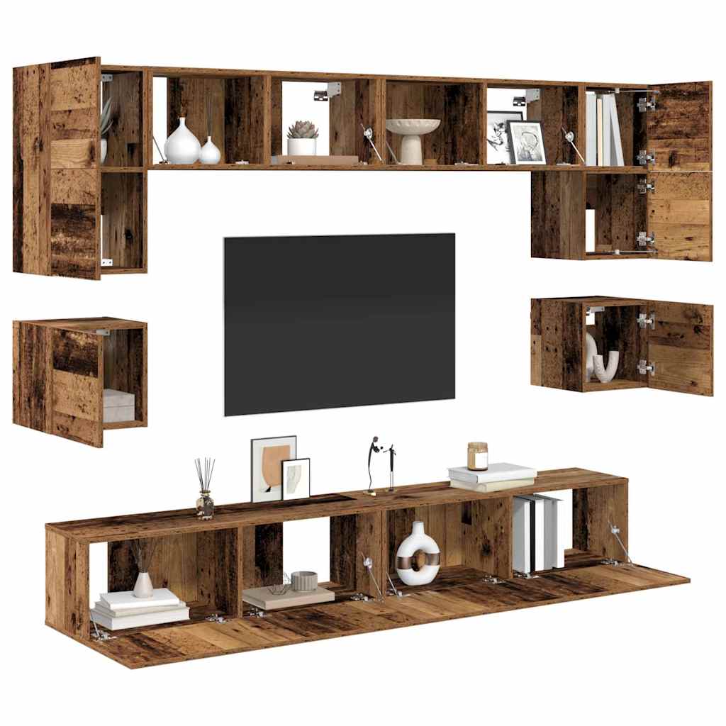 Ensemble meuble TV 8 pcs Bois Ancien Bois d'ingénierie - XIOS