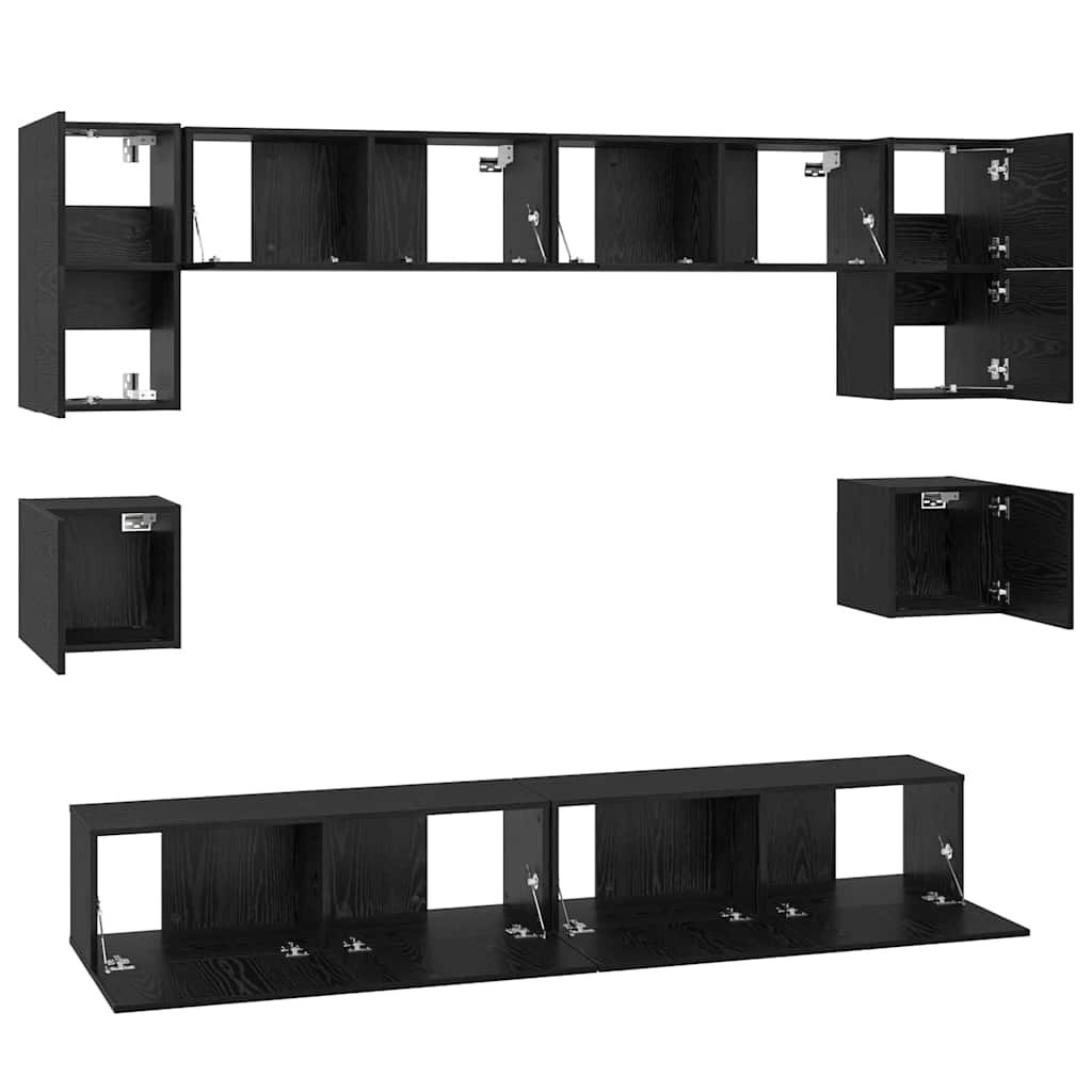 Ensemble meuble TV 8 pc Chêne noir Bois d'ingénierie
