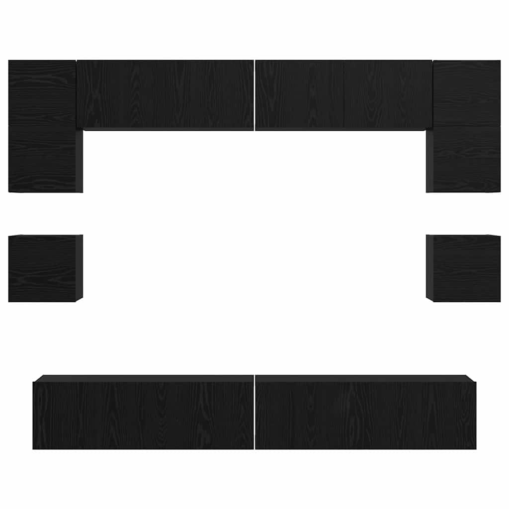 Ensemble meuble TV 8 pc Chêne noir Bois d'ingénierie
