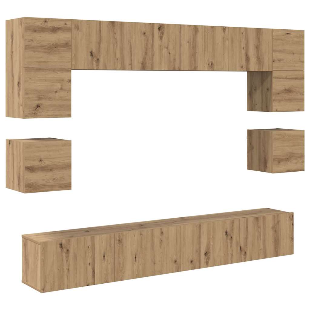 Ensemble meuble TV 8 pcs Chêne artisanal Bois d'ingénierie - XIOS