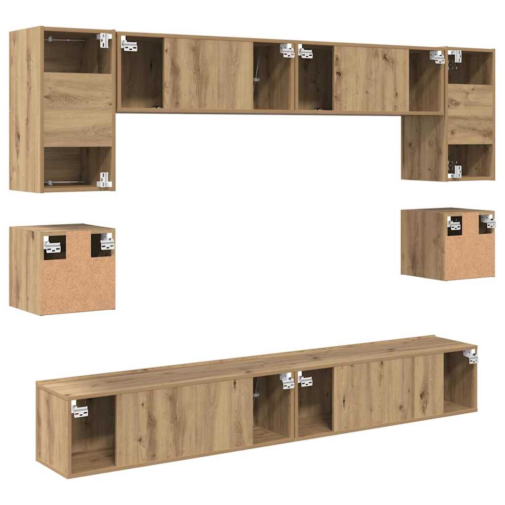 Ensemble meuble TV 8 pcs Chêne artisanal Bois d'ingénierie - XIOS