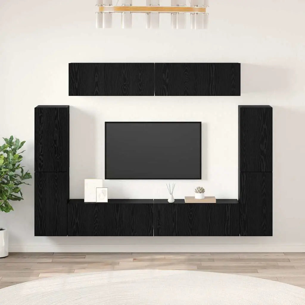 Ensemble meuble TV 8 pc Chêne noir Bois d’ingénierie - XIOS