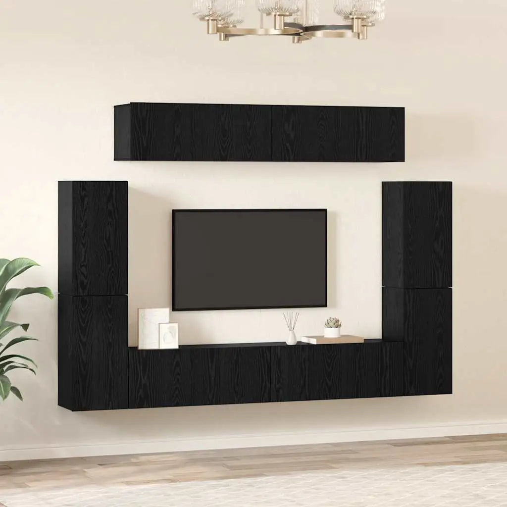 Ensemble meuble TV 8 pc Chêne noir Bois d’ingénierie - XIOS