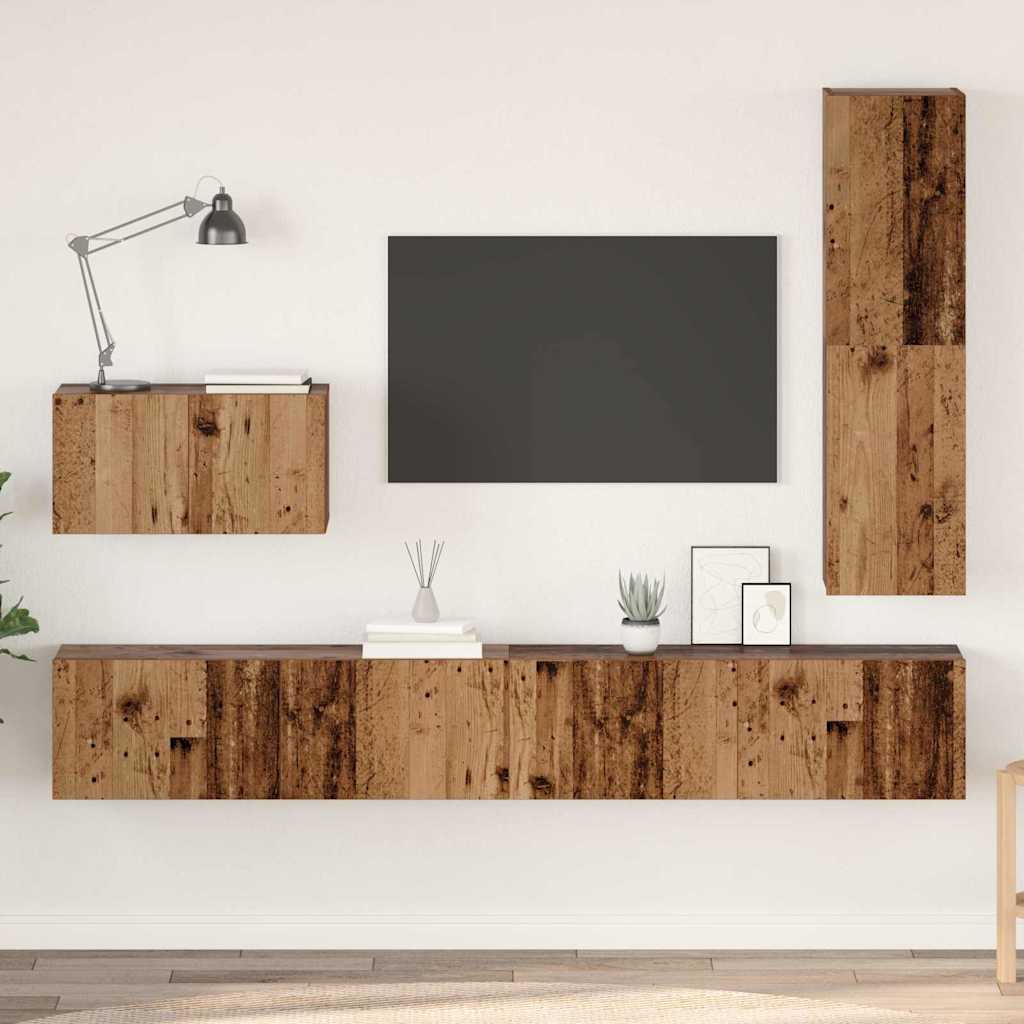 Ensemble meuble TV 4 pcs Bois Ancien Bois d'ingénierie - XIOS