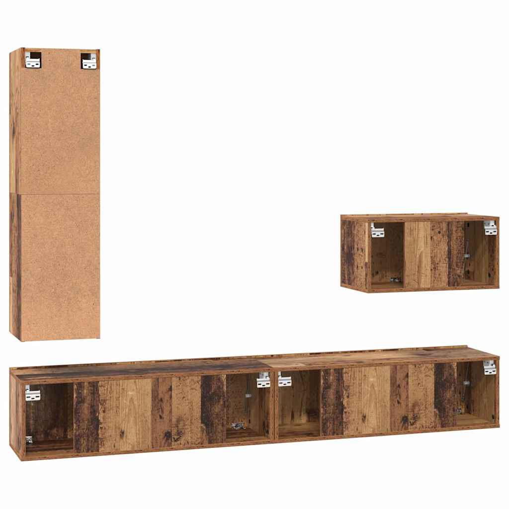 Ensemble meuble TV 4 pcs Bois Ancien Bois d'ingénierie - XIOS