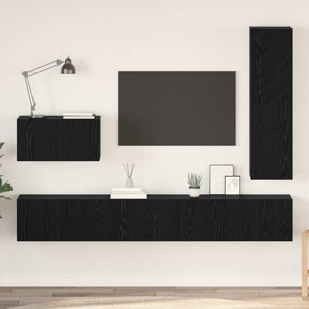 Ensemble meuble TV 4 pcs Chêne noir Bois d'ingénierie - XIOS