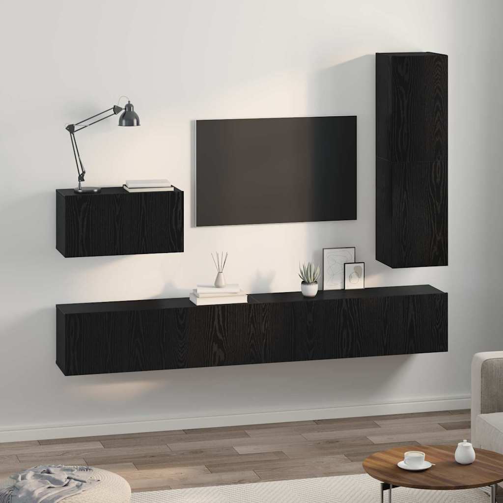 Ensemble meuble TV 4 pcs Chêne noir Bois d'ingénierie - XIOS