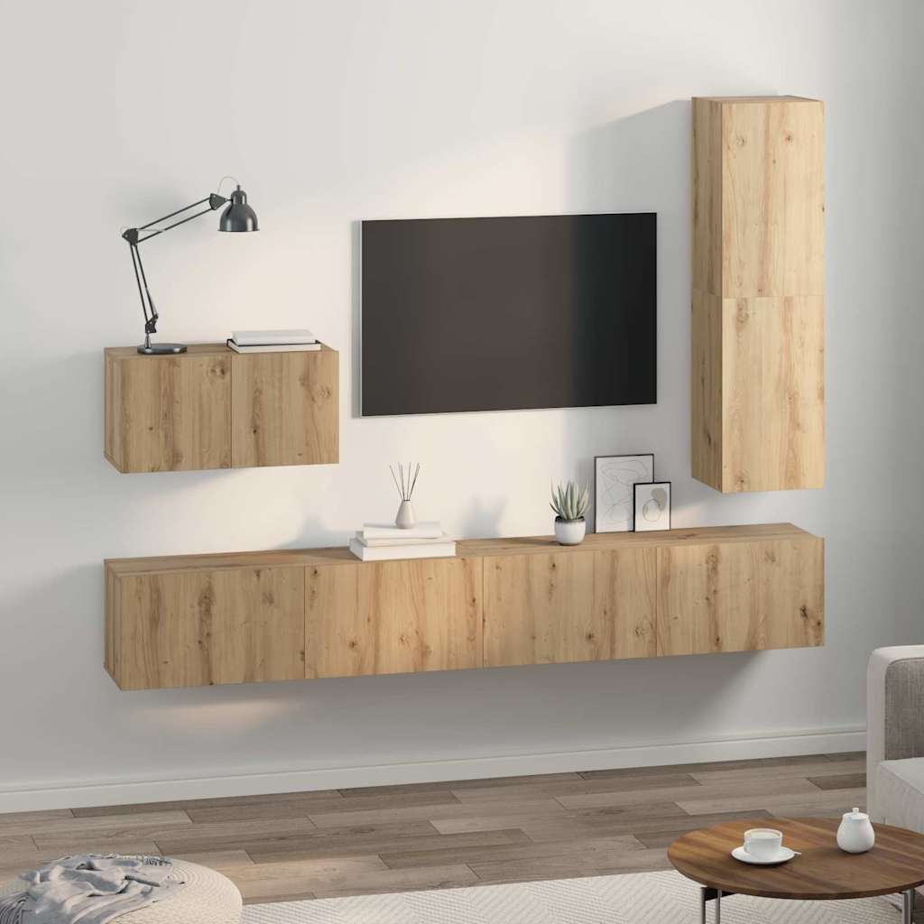 Ensemble meuble TV 4 pcs Chêne artisanal Bois d'ingénierie - XIOS
