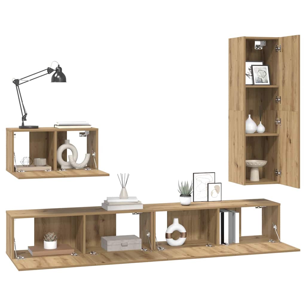Ensemble meuble TV 4 pcs Chêne artisanal Bois d'ingénierie - XIOS