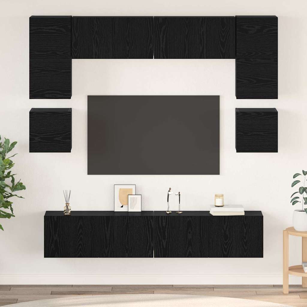 Ensemble meuble TV 8 pcs Chêne noir Bois d'ingénierie - XIOS